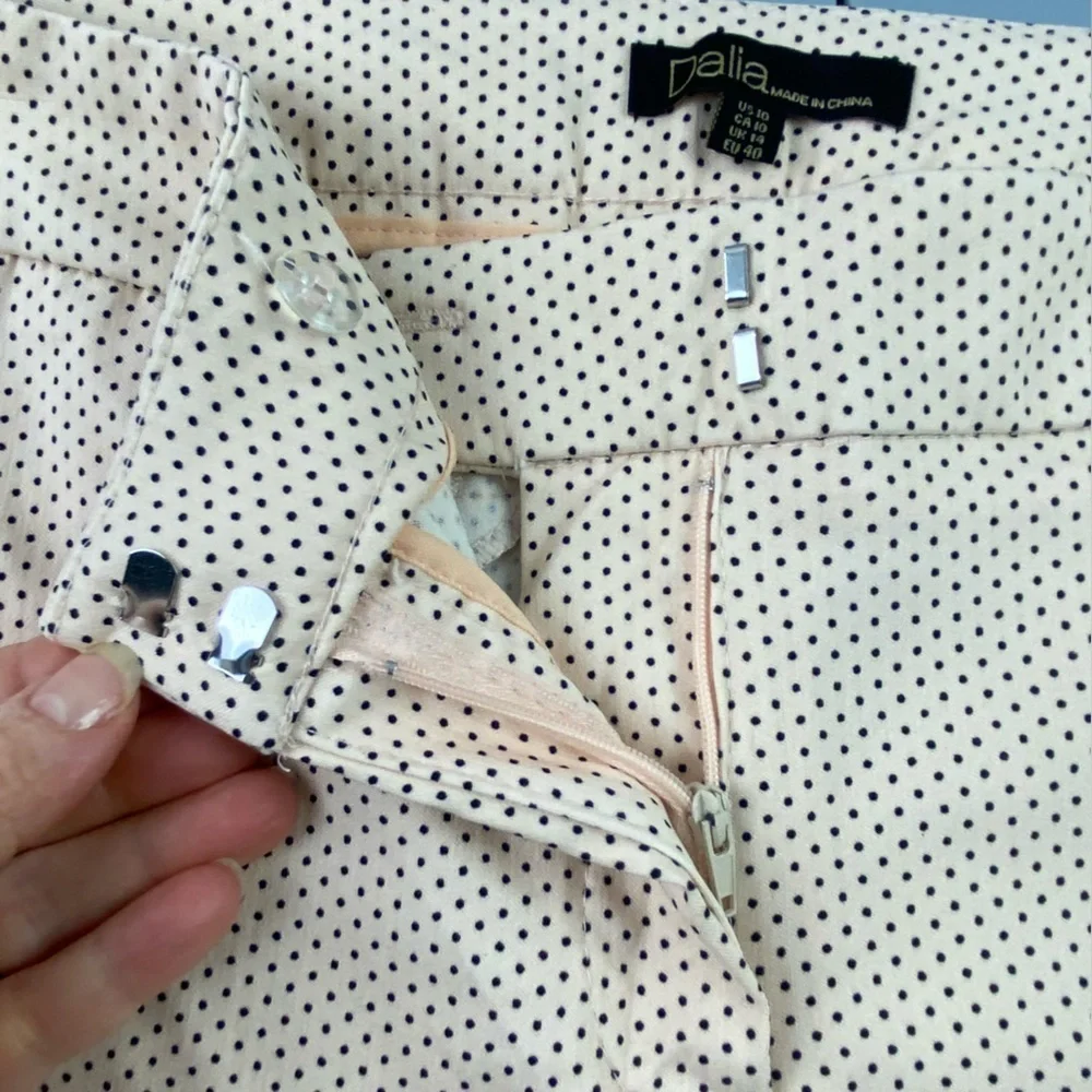 NWT Dalia peach pink and blue polka dot classic pant women's size 10 - Picture 7 of 15